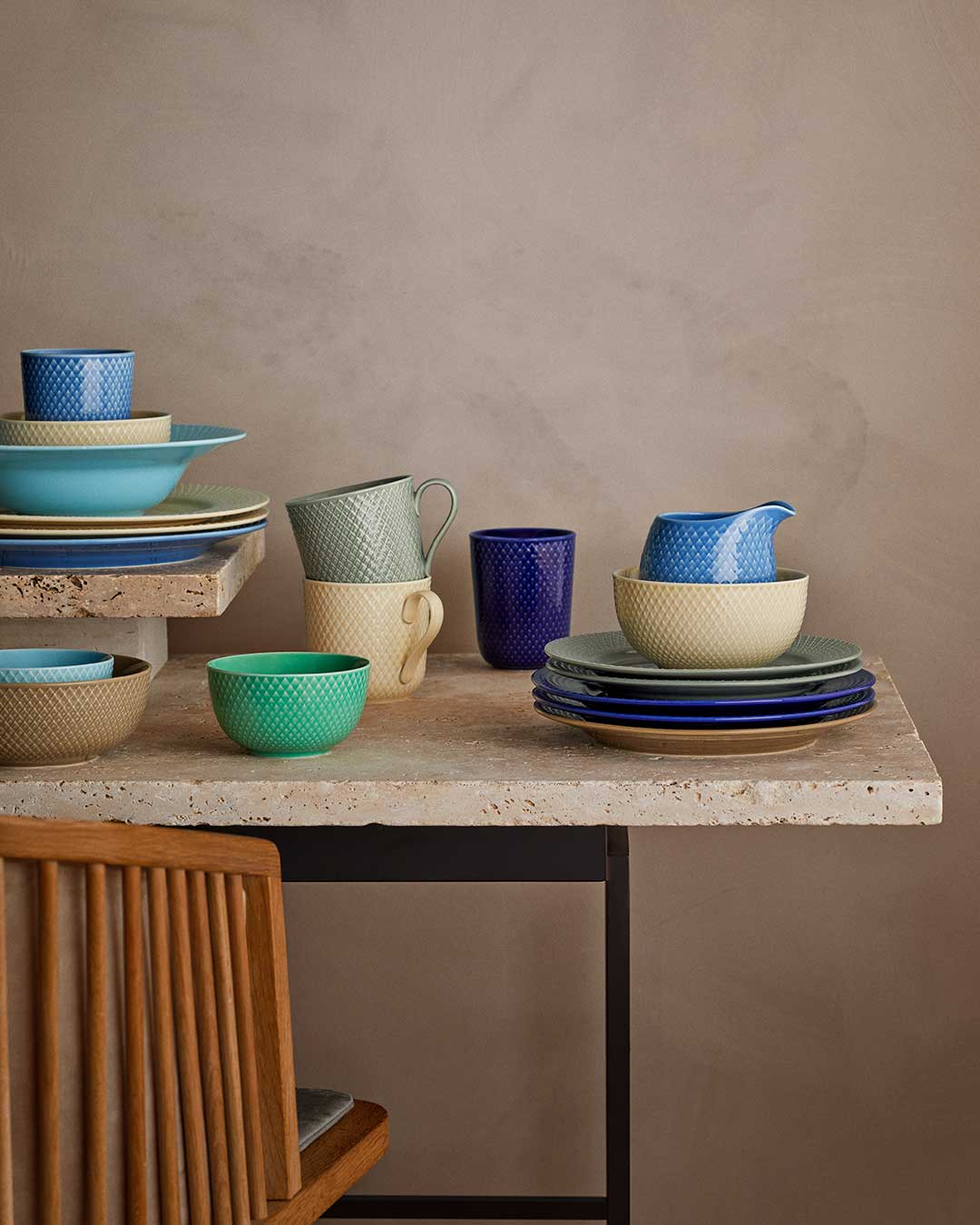 Rhombe Stel - klassisk og farverigt porcelæn Rhombe Stel - klassisk og farverigt porcelæn